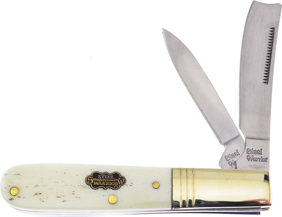 Frost Cutlery Barlow Razor White Bone Folding Stainless Pocket Knife W035WSB