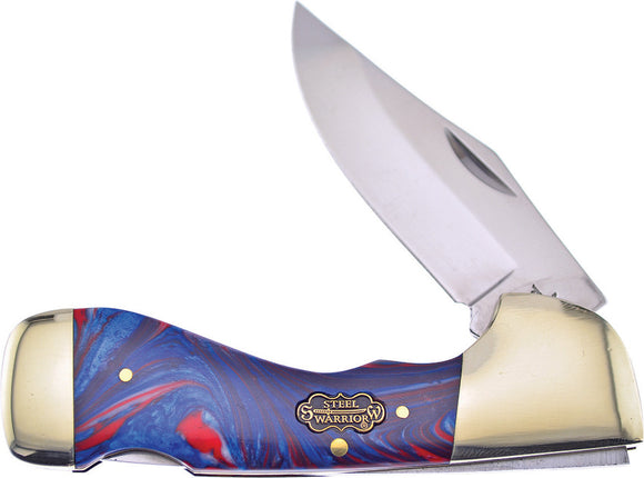 Frost Cutlery Choctaw Red White Blue Corelon Folding Pocket Knife SW105GBA