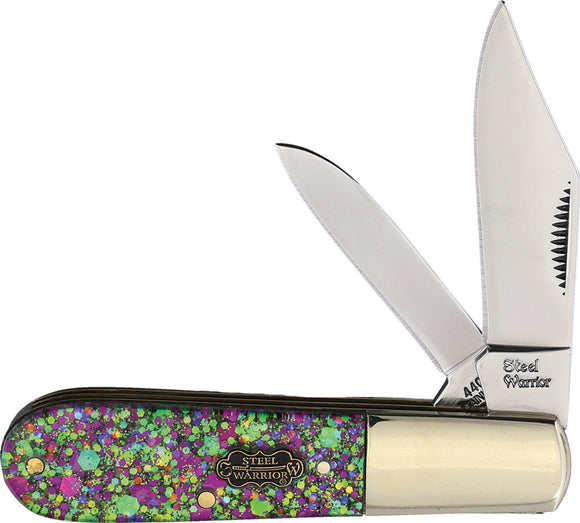Frost Cutlery Barlow Mardi Gras Sparkle Resin Folding Stainless Pocket Knife W163MG