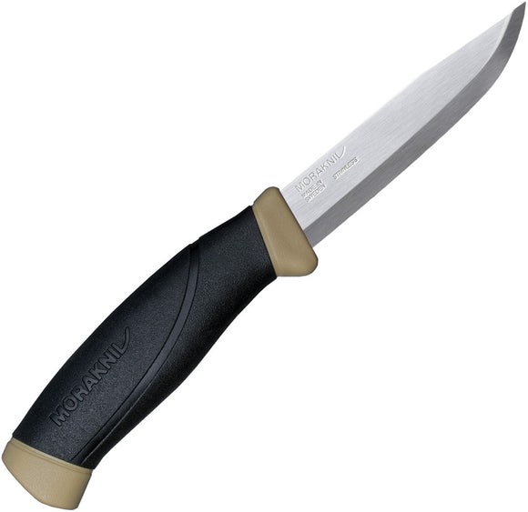 Mora Companion Black/Tan Stainless Drop Point Fixed Blade Knife w/ Sheath 02187