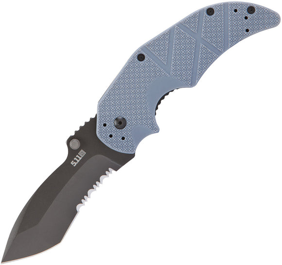 5.11 Tactical Crew Cut Linerlock A/O Folding Partially Serrated Blade Gray FRN Handle Knife 51103