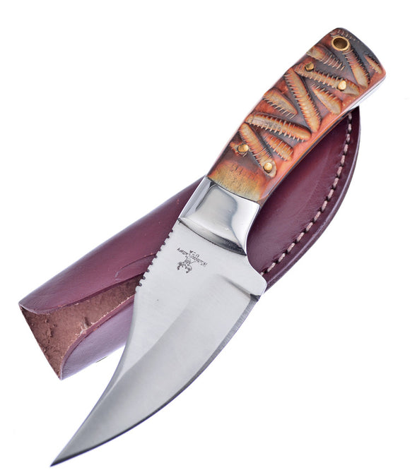 Frost Cutlery Chainsaw Skinner Brown Bone Handle Stainless Fixed Knife 1104