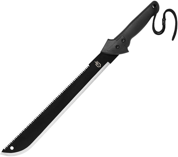 Gerber Gator Machete Black Rubber Carbon Steel Fixed Blade Knife 2447