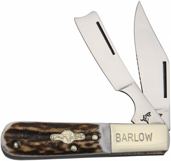German Bull Barlow Pocket Knife Deer Stag Folding Stainless Clip & Razor 113