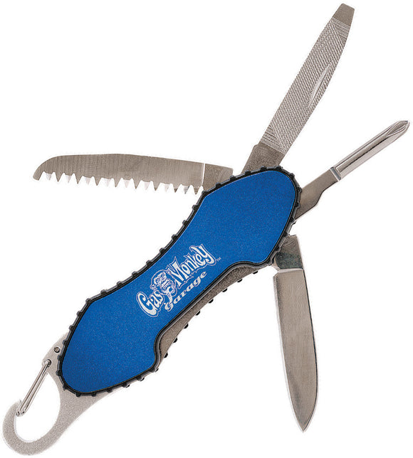 Gas Monkey Blue Snap Shackle Multi Tool with Utility Knife LED Saw File - 1323