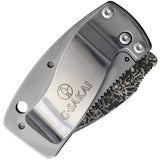 G.Sakai Money Clip Framelock Paw Print Black Folding Damascus Knife 11668