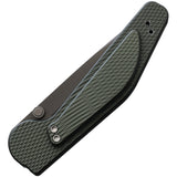 GT Knives Automatic Police Knife Button Lock Green Aluminum ATS-34 Drop Point Blade 111