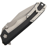 Heretic Knives Wraith Framelock Stainless Bead Blast Black Folding Knife 0013A