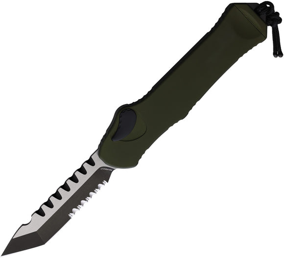 Heretic Knives Automatic Hydra Knife OTF OD Green Aluminum MagnaCut Serrated Blade 00611BGRN