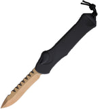 Heretic Knives Automatic Hydra Knife OTF Black Aluminum Bronze MagnaCut Recurve Blade 0087A