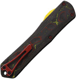 Heretic Knives Automatic Manticore X OTF Knife Distressed Aluminum & CF CPM-MagnaCut Serrated Blade 0316C