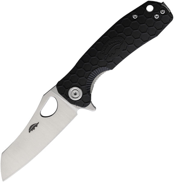 Honey Badger Knives Warncleaver Small Black Linerlock Folding Knife 1045