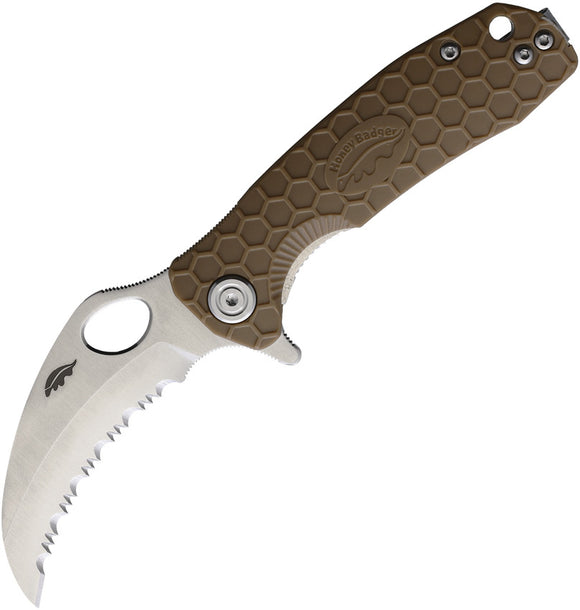 Honey Badger Knives Small Claw Linerlock Serrated Folding Knife 1152