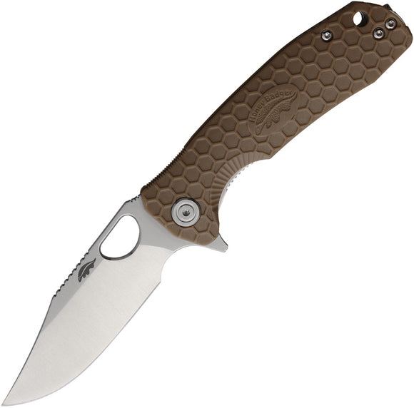 Honey Badger Knives Medium Linerlock Tan GFN Folding Pocket Knife 4070