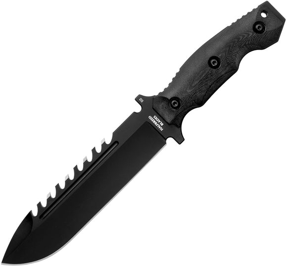 Halfbreed Blades Large Survival Black Smooth G10 K110 Steel Fixed Blade Knife w/ Sheath LSK01