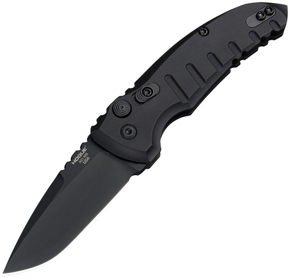 Hogue Automatic A01 Microswitch  Knife Button Lock Black Aluminum  CPM-154 Drop Pt Blade 24116