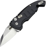 Hogue Automatic A01 Microswitch Knife Button Lock Black Aluminum CPM-154 Tumbled Wharncliffe 24140