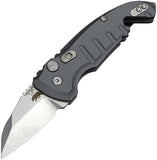 Hogue Automatic A01 Microswitch Knife Button Lock Gray Aluminum CPM-154 Stainless Wharncliffe 24142