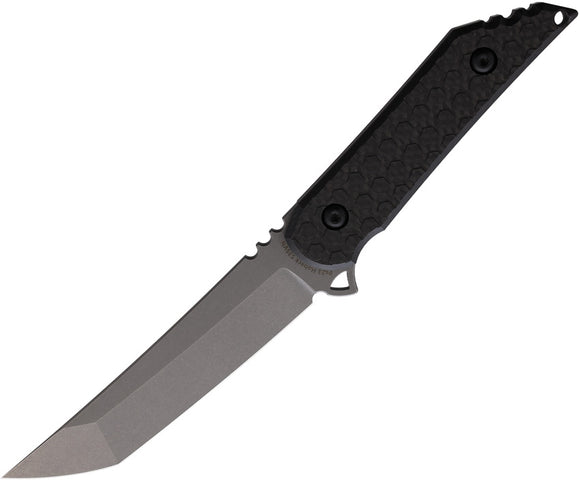 Hoback Knives Kwaiback Carbon Fiber Stonewashed Fixed Tanto Blade Knife 003S