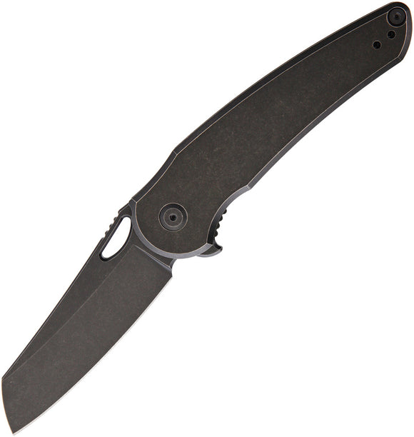 Hoback Knives OSF Framelock Black Titanium Stainless Folding Knife B004