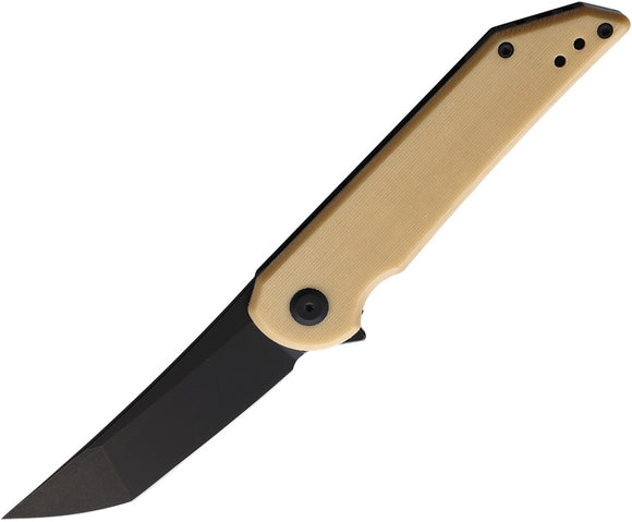 Hoback Knives Radford Knife Framelock Tan Micarta & Titanium Folding 20CV 019BLM