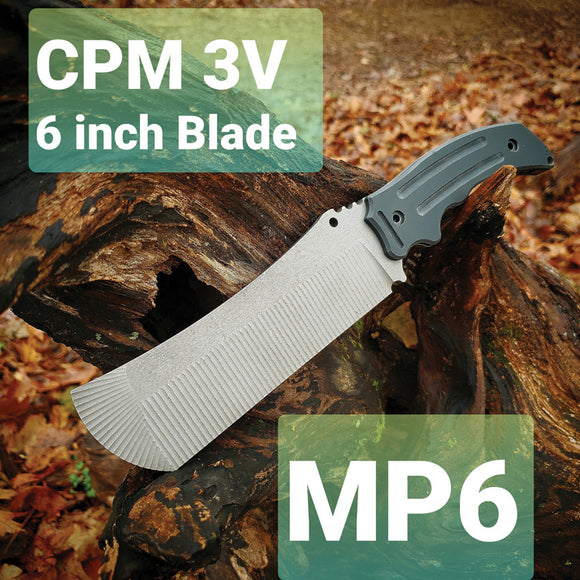 Hoback Knives MP6 Black G10 3V Fixed Cleaver Point Blade Knife w/ Sheath 029M