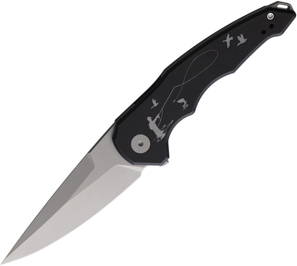 Hoback Knives OneSam Framelock Fishing Black Titanium Folding 20CV Pocket Knife 038