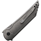 Hoback Knives Kwaiback Button Lock Gray Titanium Folding 20CV Steel Pocket Knife 042