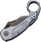 Hoback Knives Tactical Toucan Button Lock Blue Aluminum Folding 20CV Pocket Knife 044