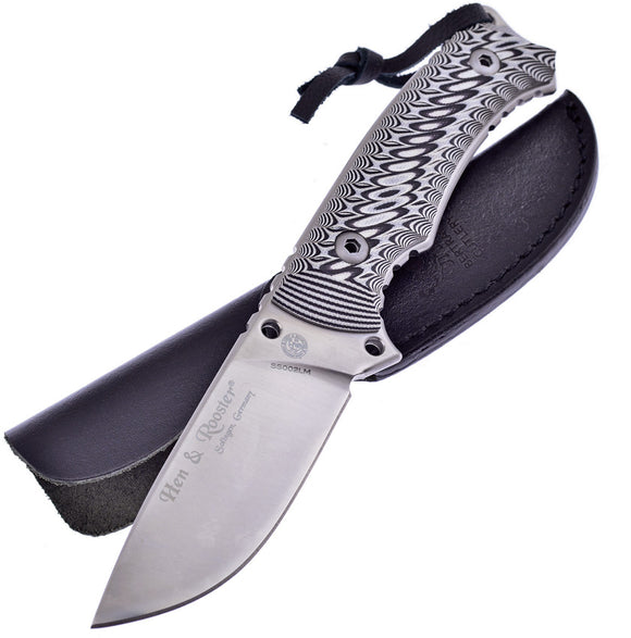 Hen & Rooster Black G10 Handle Fixed Blade Knife w/ Sheath 002