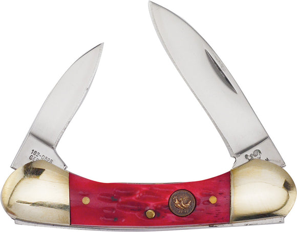 Hen & Rooster Small Canoe Red Pick Bone Folding Stainless Steel Pocket Knife 102DRPB