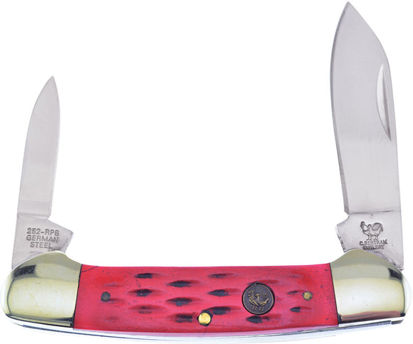 Hen & Rooster Canoe Pocket Knife Red Pick Bone Folding Stainless Steel 252RPB