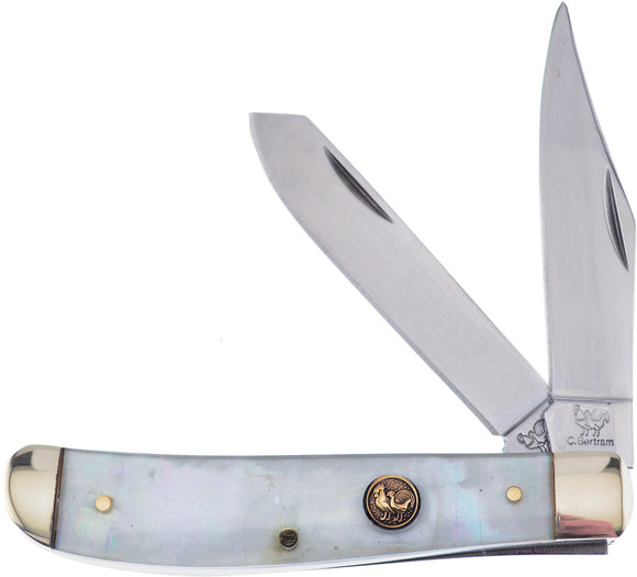 Hen & Rooster Trapper Salt White MOP Folding Stainless Steel Pocket Knife 412SMOP