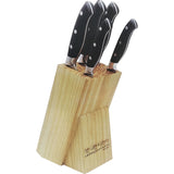 Hen & Rooster 5pc Black Kitchen Knife Set w/ Storage Block I062