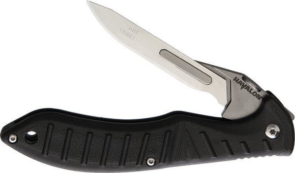 Havalon Forge Black Folding Pocket Knife w/ Belt Sheath 53211