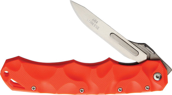 Havalon Piranta Stag Orange Folding Pocket Knife w/ Sheath 70219