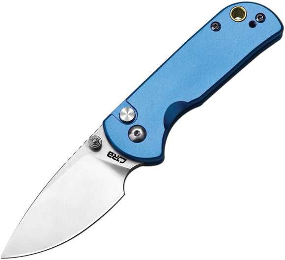 CJRB Mica Button Lock Blue Aluminium Folding AR-RPM9 Drop Pt Pocket Knife 1934BU