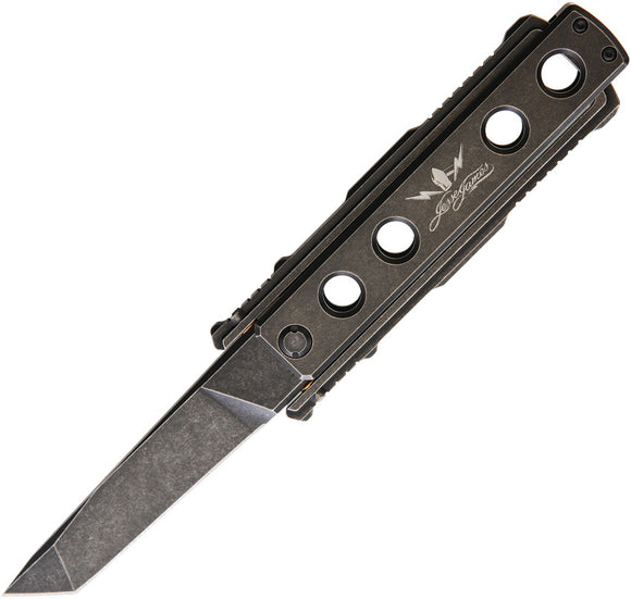 Jesse James Nomad Swing Blade Black Stonewash Titanium Folding Knife KC1BS
