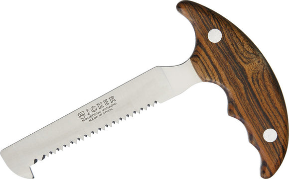 Joker Bocote wood Handle Fixed Serrated Stainless Steel Saw with Belt Sheath