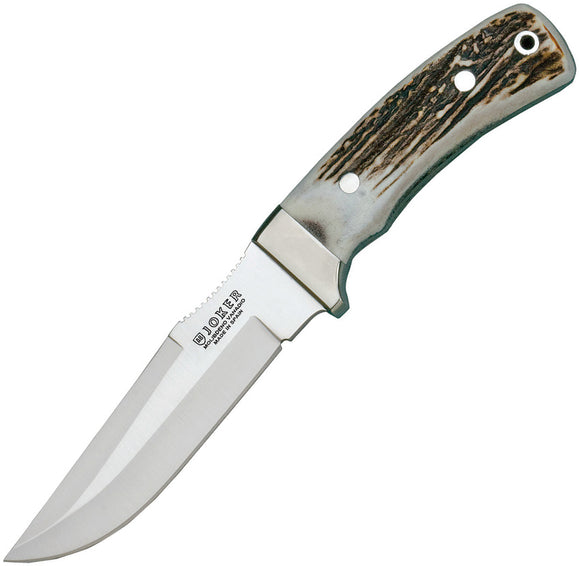 Joker Stag Bone Handle Vanadium Steel Clip Pt Fixed Blade Knife w/ Sheath RCC45