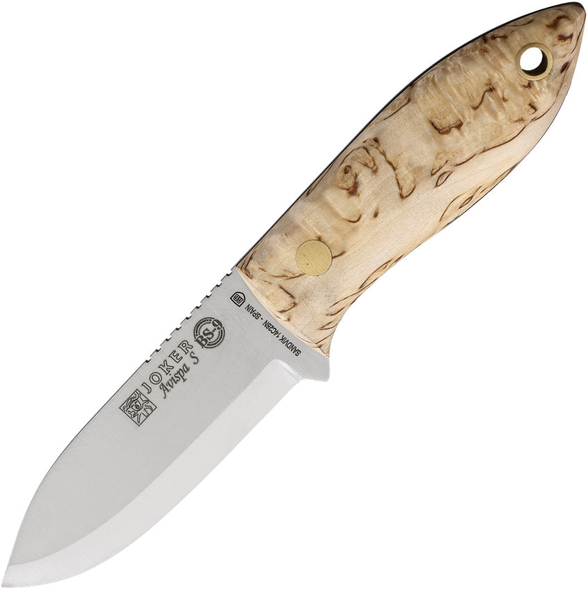 Joker Avispa Curly Birch 14c28n Sandvik Fixed Blade Knife + Sheath