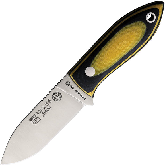 Joker Avispa  Black & Yellow Micarta 14c28n Sandvik Fixed Blade Knife + Sheath m117