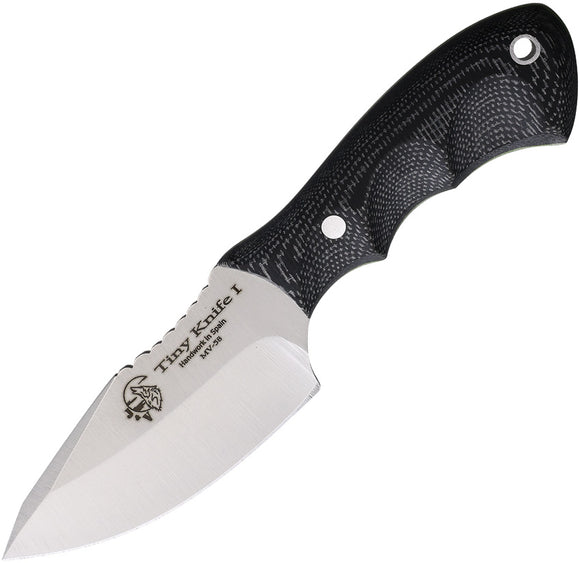 J&V Adventure Knives TINY Black Micarta Stainless Fixed Blade Knife 1339T