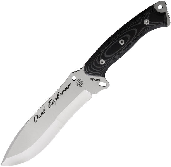 J&V Adventure Knives Dual Explorer Micarta Stainless Fixed Blade Knife 1468M