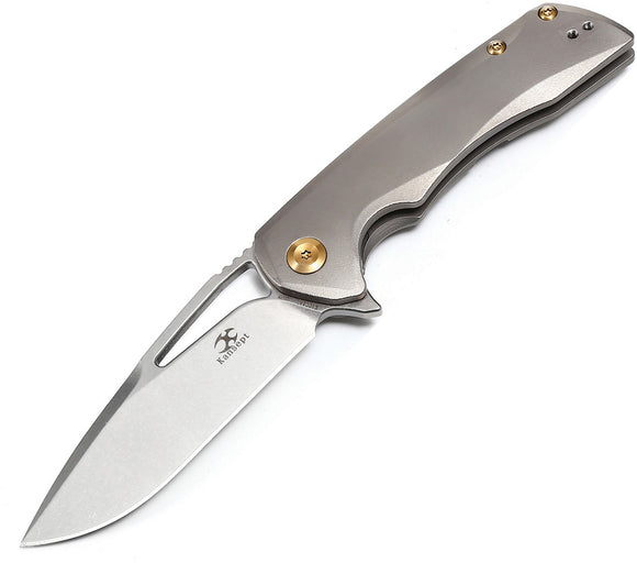 Kansept Knives Kryo Framelock Orange Peel Titanium S35Vn Folding Knife 1001A1