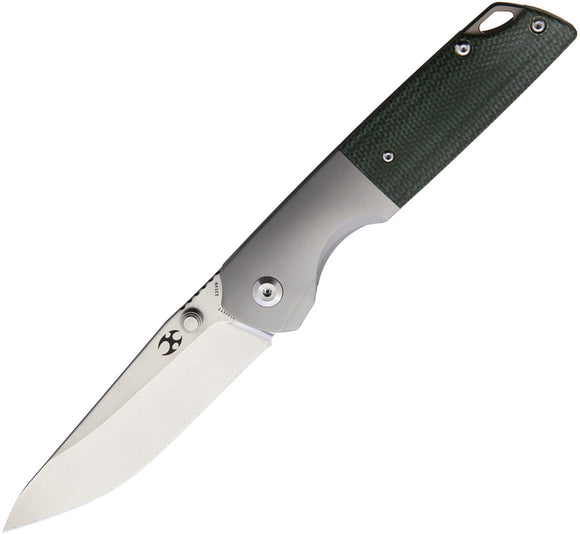 Kansept Knives Warrior Framelock Titanium and Green Micarta Folding knife 1005t7
