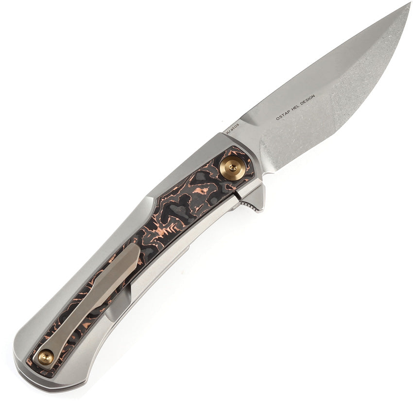 Kansept Knives Kratos Framelock Titanium & Copper CF Folding S35VN Kni