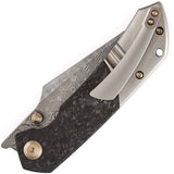 Kansept Knives Fenrir Linerlock Titanium & Carbon Fiber Folding Damascus Knife 1034B1