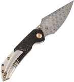 Kansept Knives Fenrir Linerlock Titanium & Carbon Fiber Folding Damascus Knife 1034B1