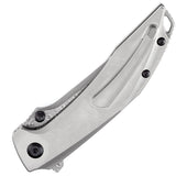 Kansept Knives Baku Linerlock Gray Titanium & G10 Folding Damascus Knife 1056A4